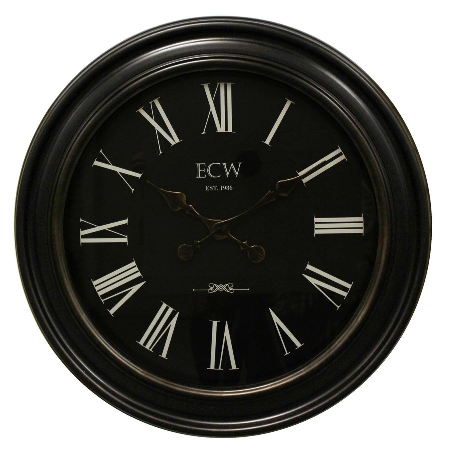 Clocks * | 30In. Distressed Bronze Round Wall Clock With Black Dial At Low Price